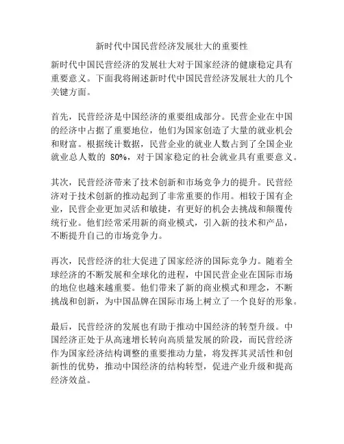 新时代中国民营经济发展壮大的重要性