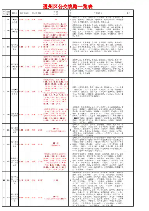 通州区公交线路一览表