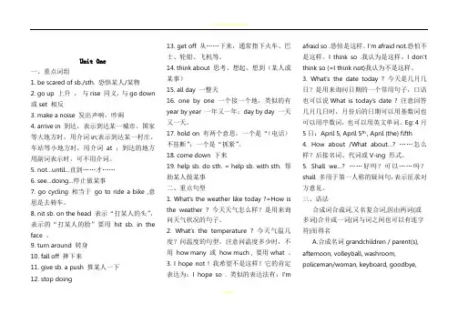 冀教版八年级下英语全册重点内容总结