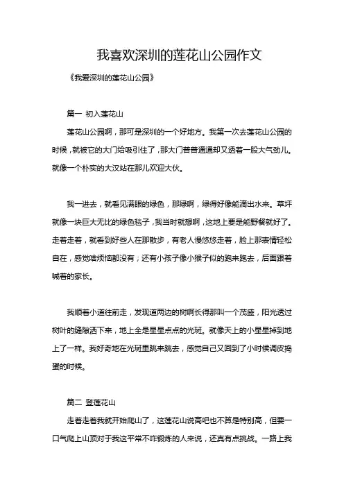 我喜欢深圳的莲花山公园作文