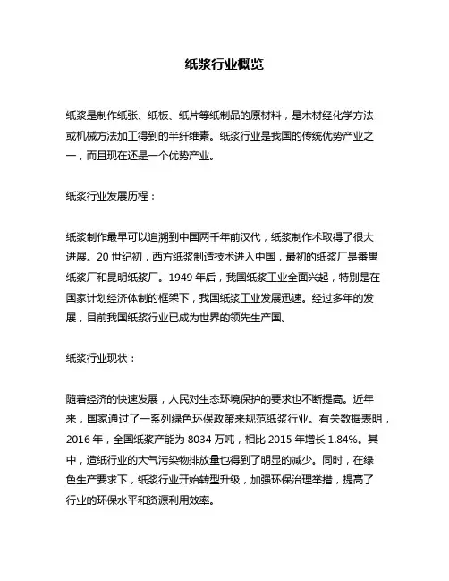 纸浆行业概览