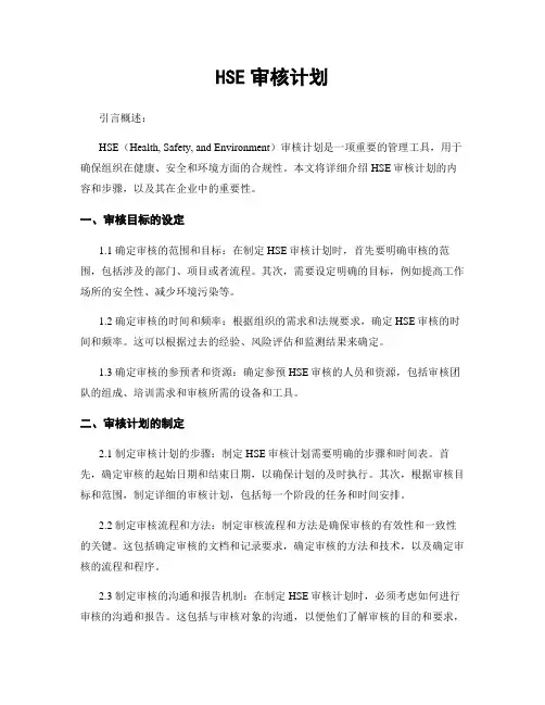 HSE审核计划