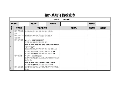 信息安全-风险评估-检查流程-操作系统安全评估检查表-Linux