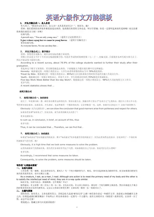 英语六级作文万能模板