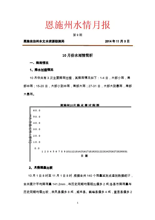 恩施州水情月报