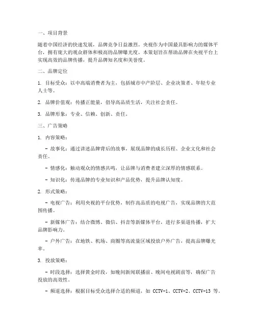 央视广告品牌策划方案