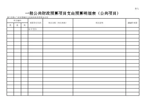 一般公共财政预算项目支出预算明细表(公共项目)