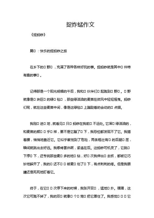 捉炸蜢作文