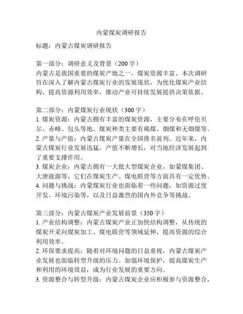 内蒙煤炭调研报告
