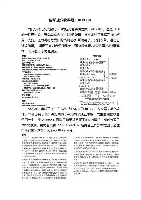 射频捷变收发器：AD9361