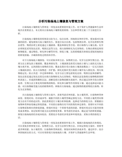 分析污染场地土壤修复与管理方案