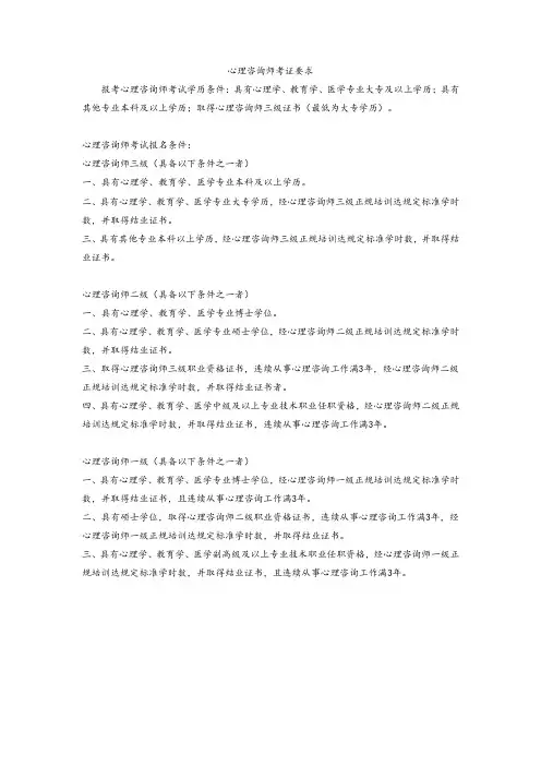 心理咨询师考证要求