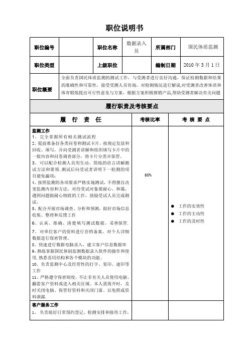 数据录入员职位说明书2