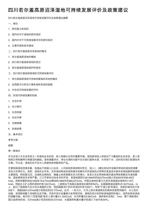 四川若尔盖高原沼泽湿地可持续发展评价及政策建议