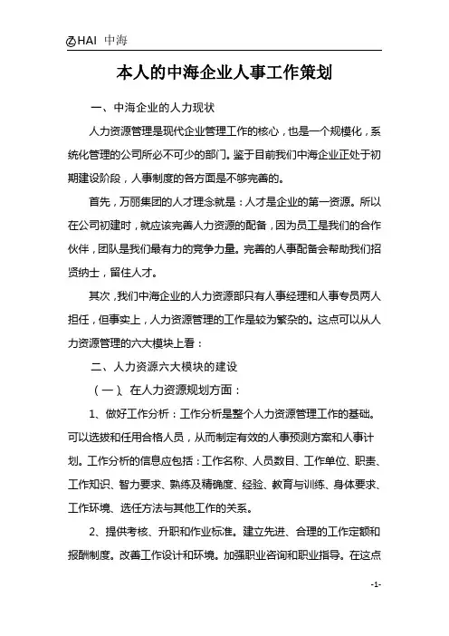 中海公司人事工作策划
