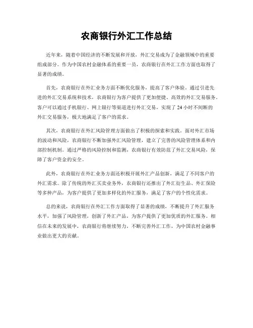 农商银行外汇工作总结