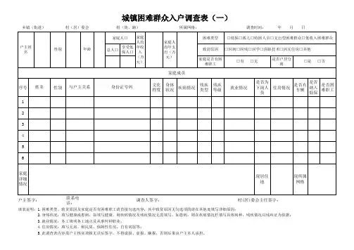 城镇困难群众入户调查表(一)