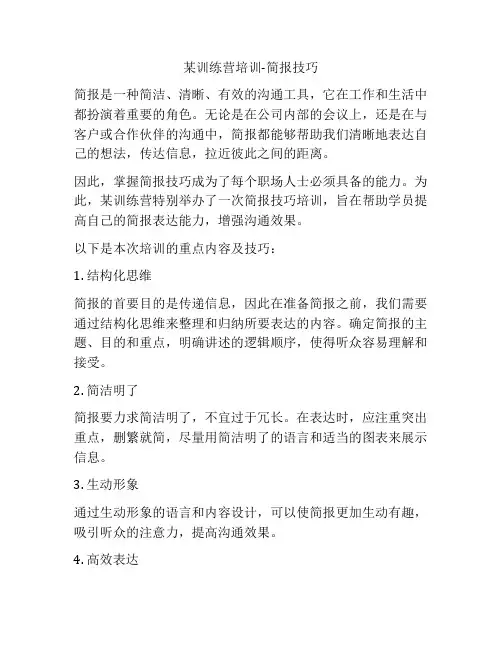 某训练营培训-简报技巧