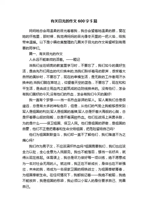 有关目光的作文600字5篇