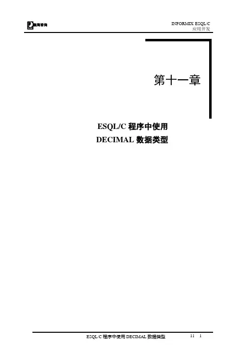 11.ESQL／C程序中使用DECIMAL数据类型