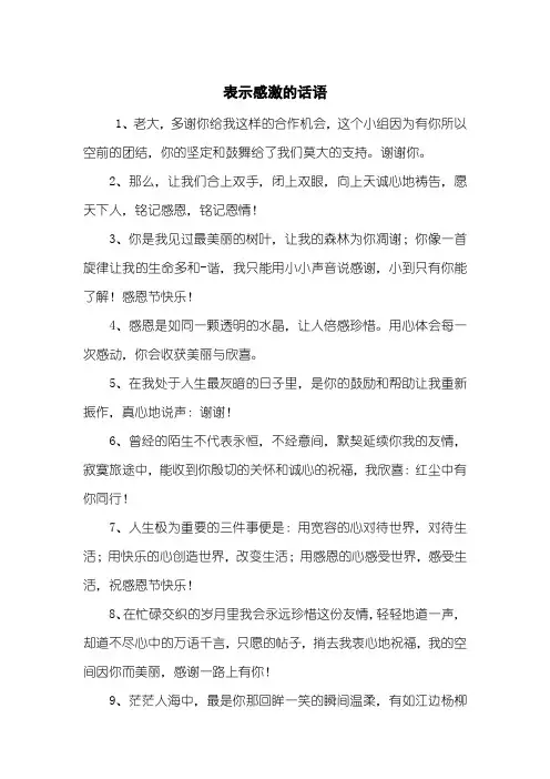 表示感激的话语