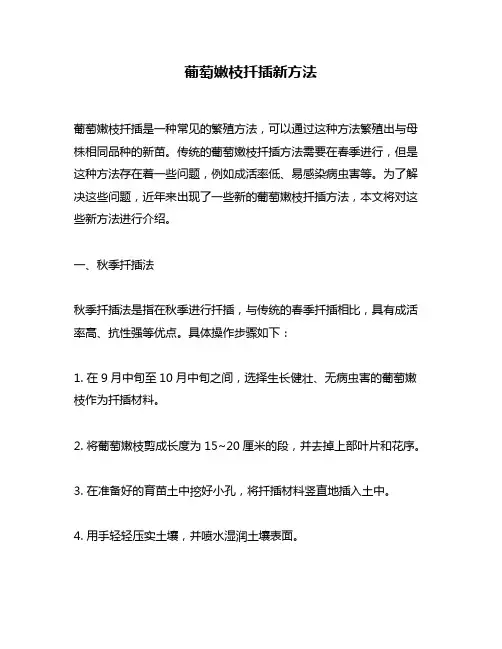 葡萄嫩枝扦插新方法