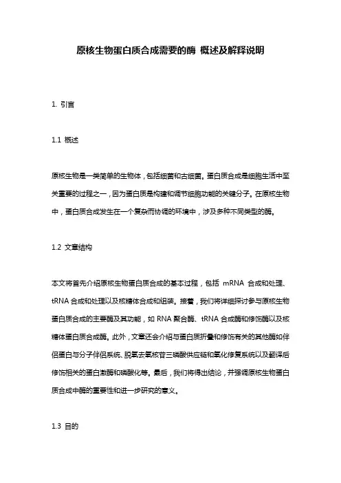 原核生物蛋白质合成需要的酶_概述及解释说明