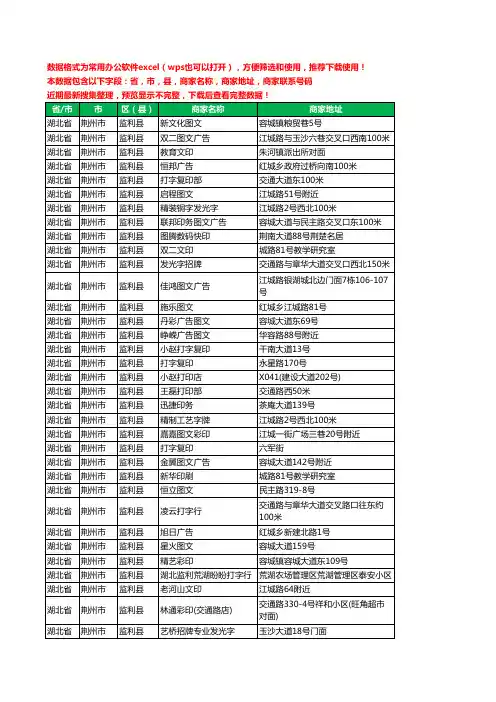 2020新版湖北省荆州市监利县复印工商企业公司商家名录名单黄页联系电话号码地址大全34家