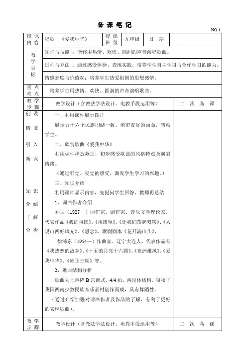 唱歌《爱我中华》