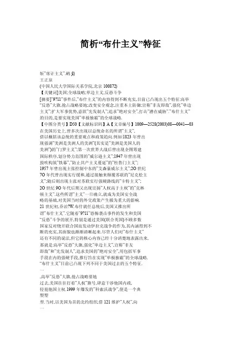 简析“布什主义”特征