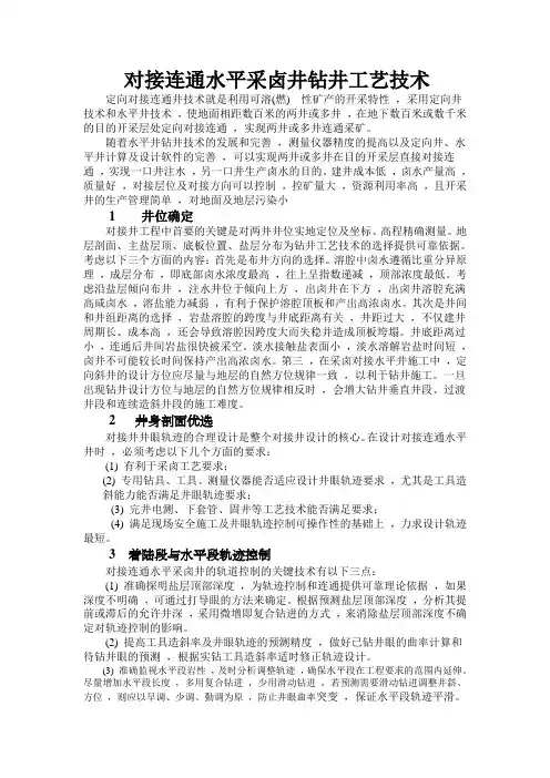 对接连通水平采卤井钻井工艺技术