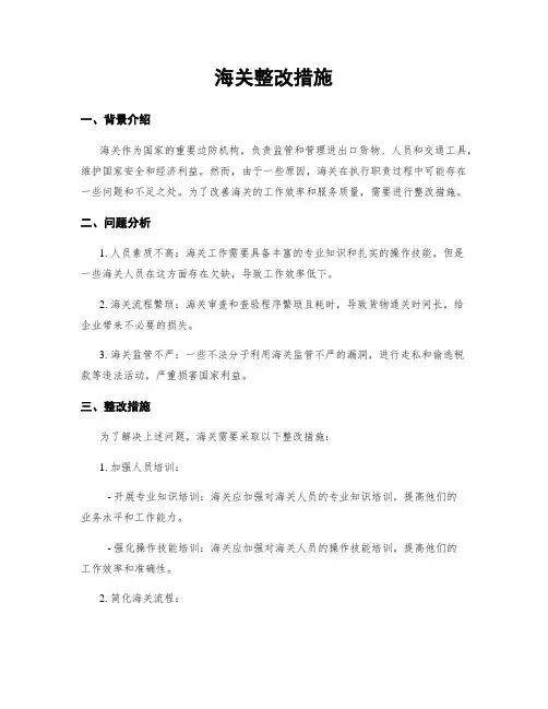 海关整改措施