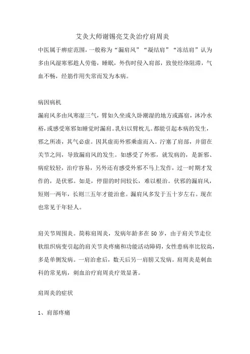 艾灸大师谢锡亮艾灸治疗肩周炎