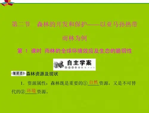 地理 第二章 第二节 第1课时 雨林的全球环境效应及生态的脆弱性课件 新人教版必修3