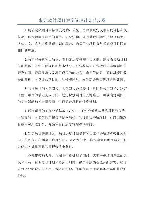 制定软件项目进度管理计划的步骤