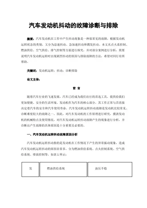 汽车发动机抖动的故障诊断与排除