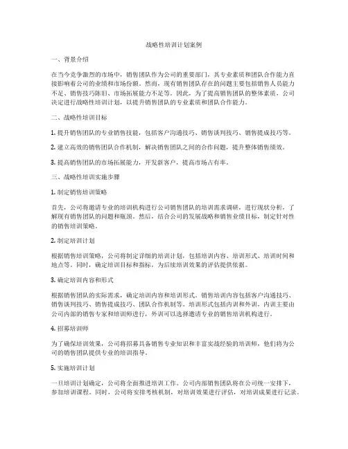 战略性培训计划案例