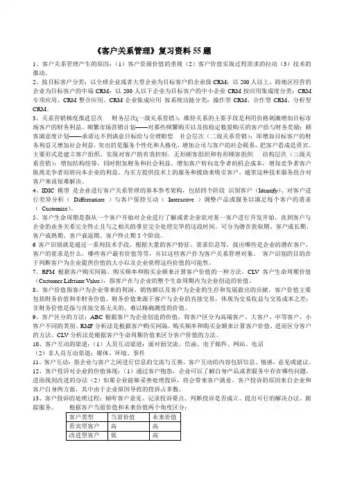 《客户关系管理》复习资料55题