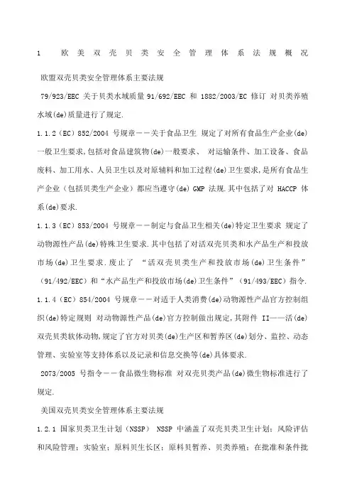 欧美双壳贝类安全管理体系概况