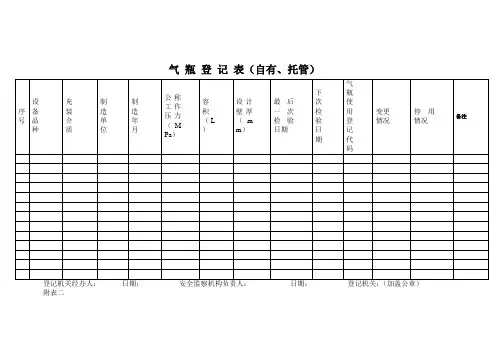 气 瓶 登 记 表