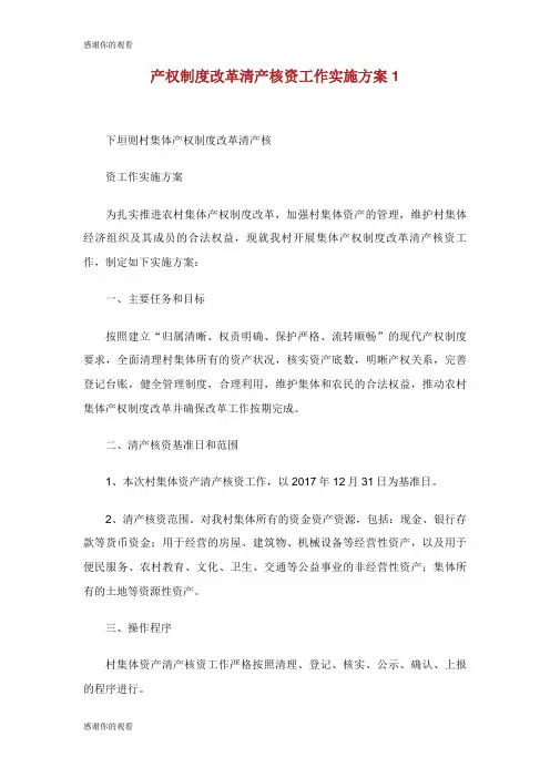 产权制度改革清产核资工作实施方案.doc