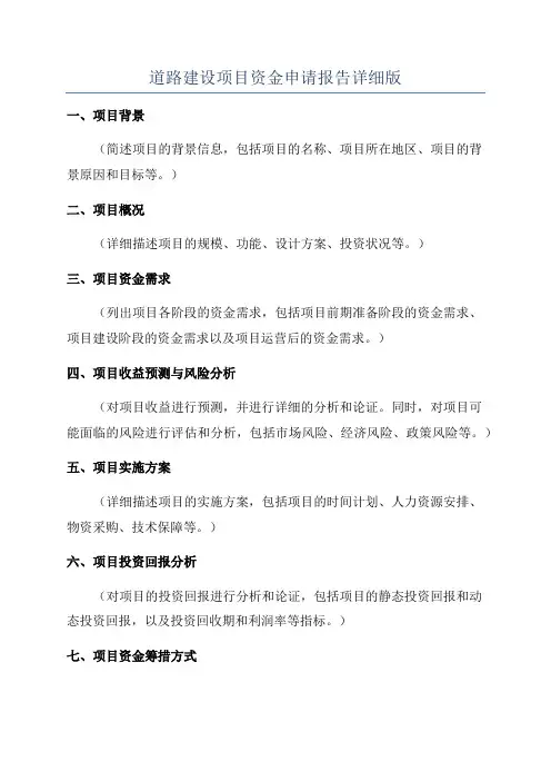 道路建设项目资金申请报告详细版