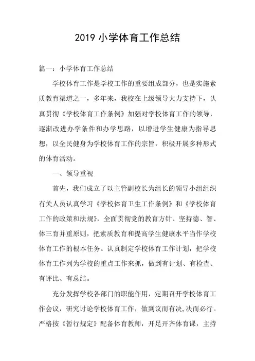 2019小学体育工作总结