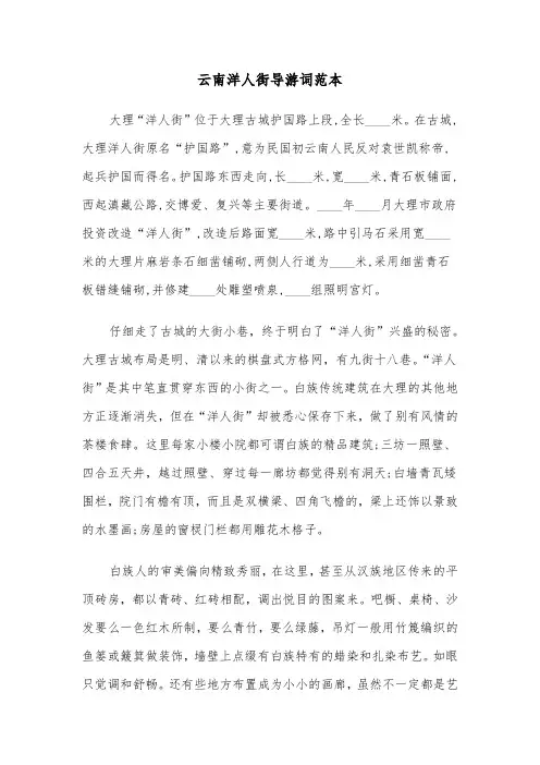 云南洋人街导游词范本（三篇）