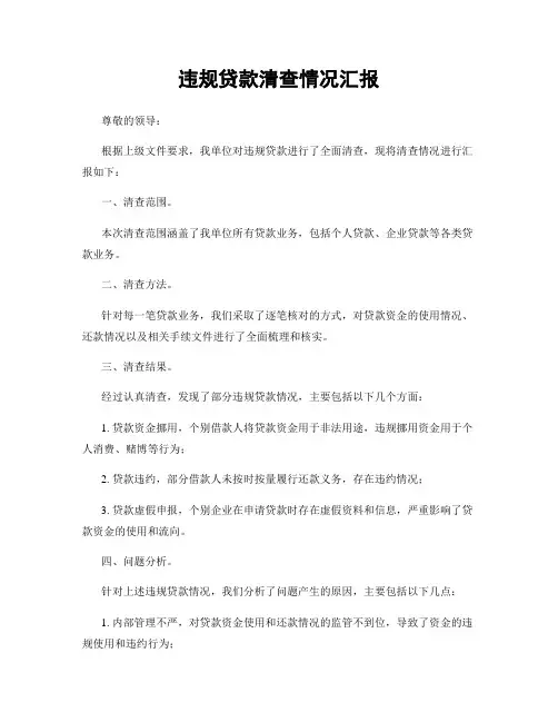 违规贷款清查情况汇报