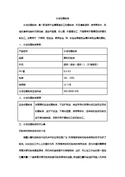 水溶性磨削液