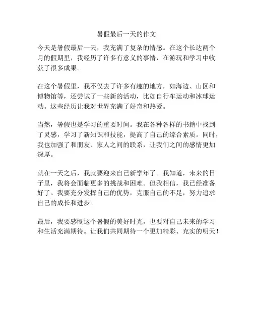 暑假最后一天的作文