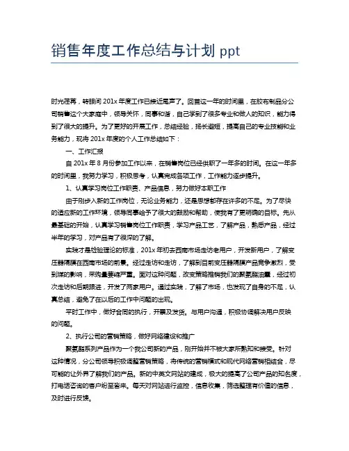 销售年度工作总结与计划ppt