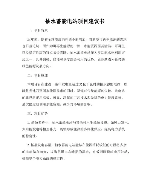 抽水蓄能电站项目建议书