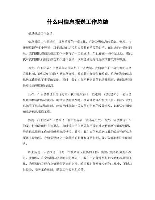 什么叫信息报送工作总结
